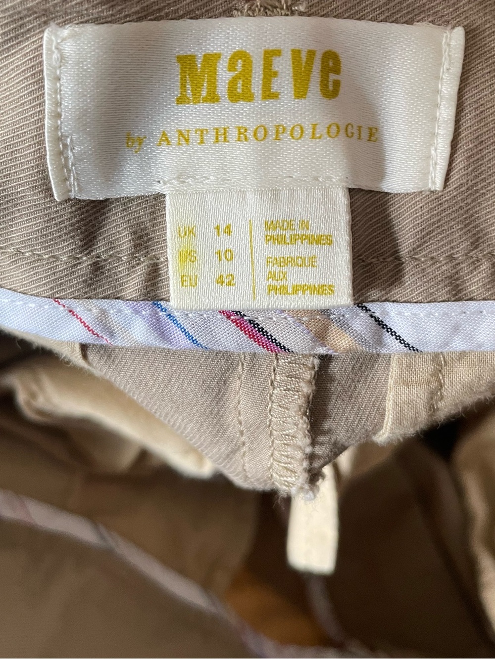 Maeve by Anthropologie Khaki Wide Leg Pants Women’s Size 10 Pleated High Rise - Picture 9 of 12